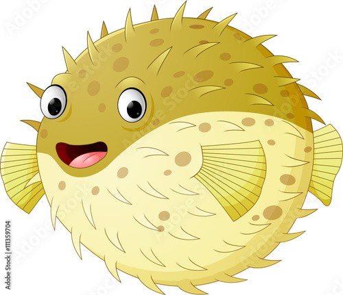 Cartoon funny puffer fish