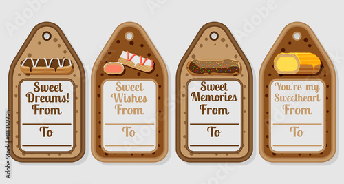 Sweet eclairs tags set