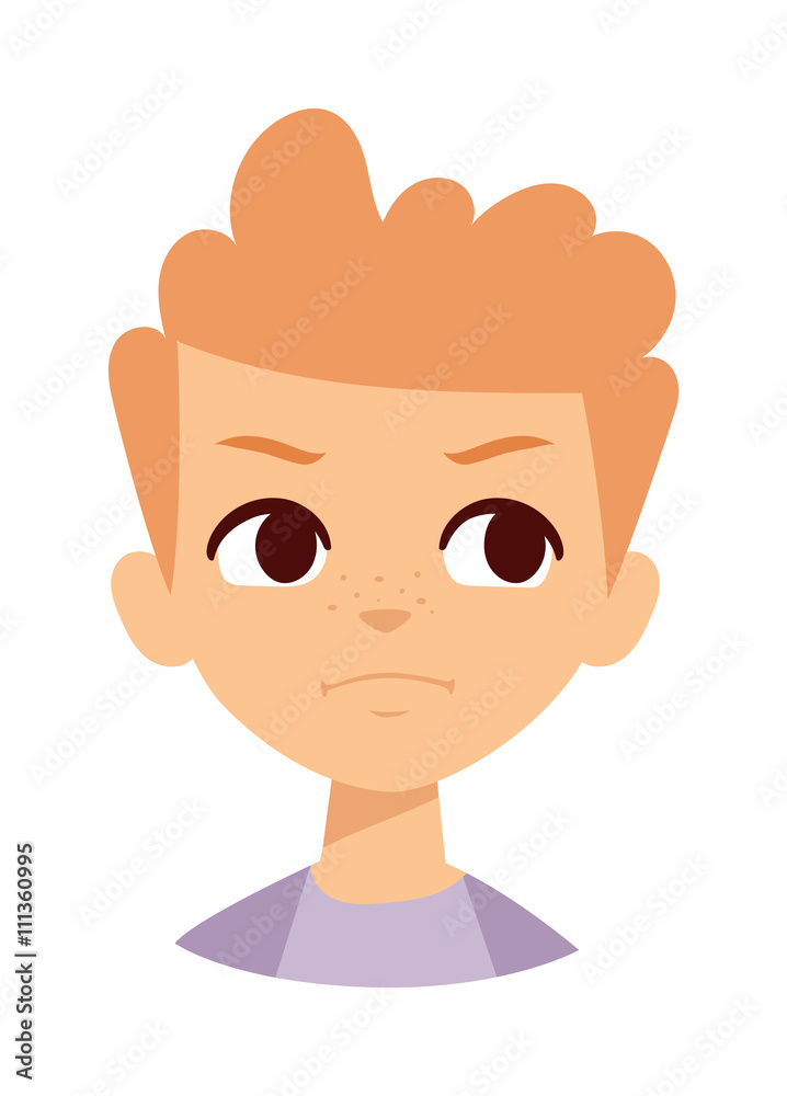 Angry boy vector illustration.