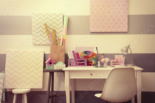 Colorful design workplace a...