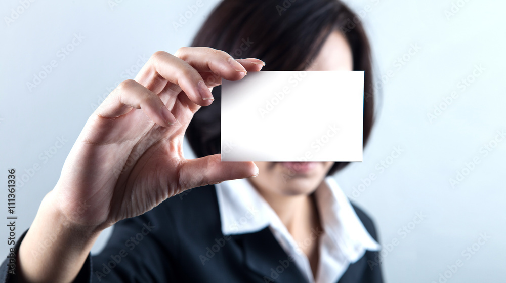 businesswoman show with name card businesswoman show with name card