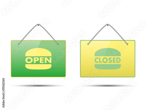 Open closed banner with burger shape