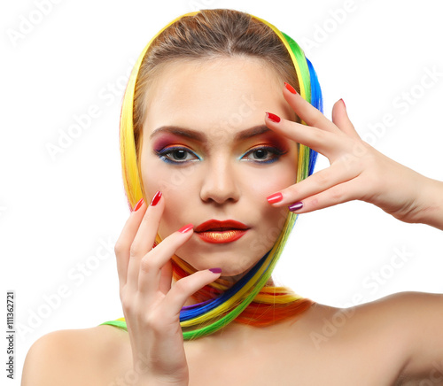 Beautiful girl with colorfu...