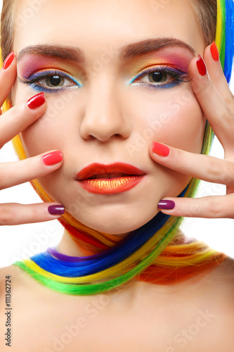 Beautiful girl with colorfu...