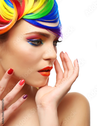 Beautiful girl with colorfu...