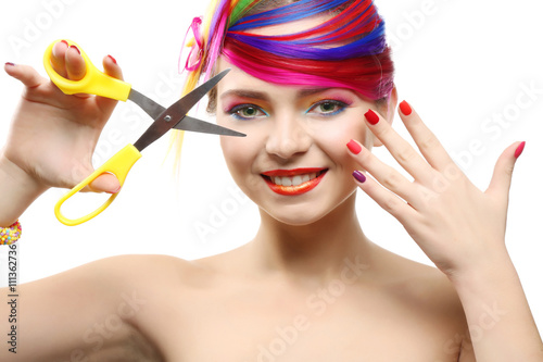 Beautiful girl with colorfu...