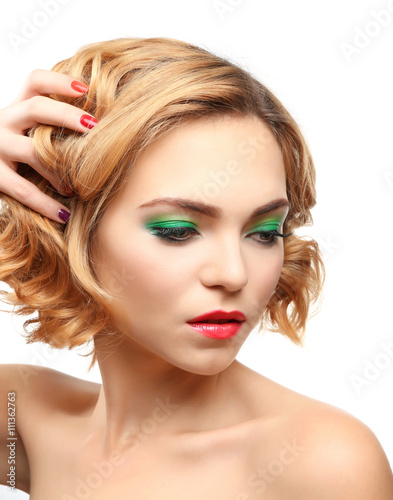 Beautiful girl with colorfu...