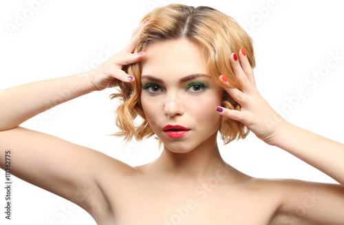Beautiful girl with colorfu...