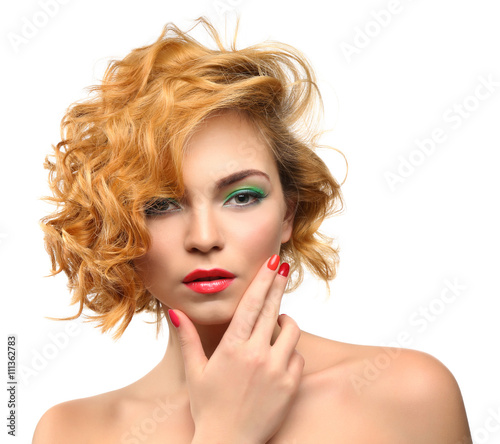 Beautiful girl with colorfu...