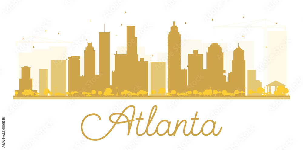 Atlanta City skyline golden silhouette.
