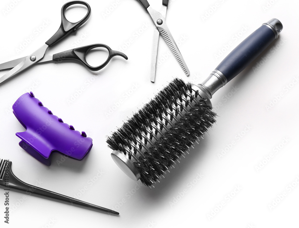 Barber set with tools, isolated on white Barber set with tools, isolated on white