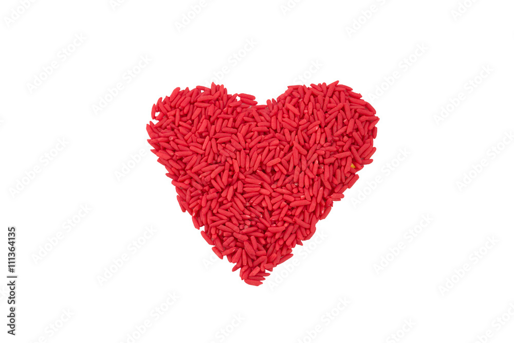 red heart shape made from rice