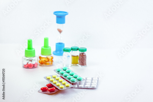 Take medicine on time, Tablet or drug in hospital or pharmacy. C
