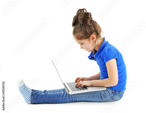 Little girl with laptop iso...