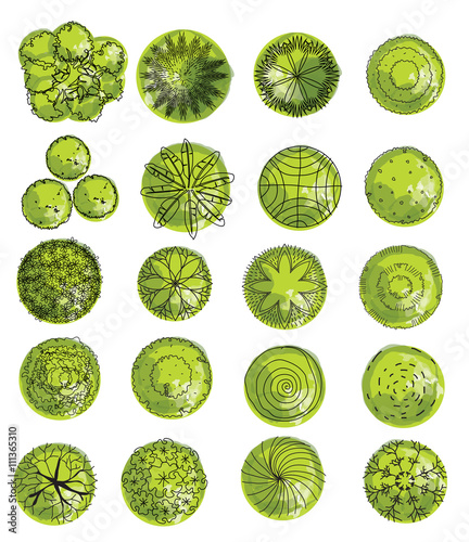 set of treetop symbols, for architectural or landscape design. treetop icon set.vector
