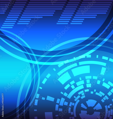 blue circle and rectangle equalizer sound bar abstract illustrat