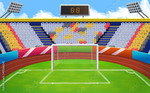 Stadium, football goal vector background