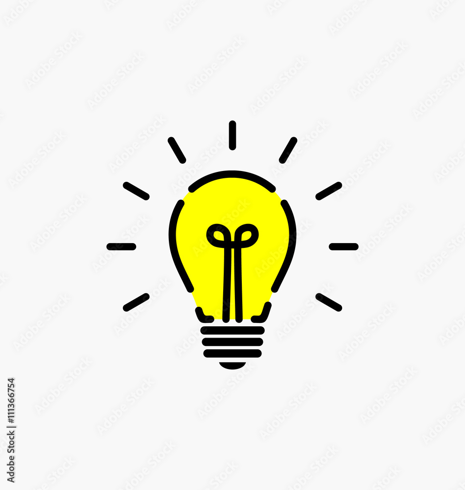 Vector light bulb icon with concept of idea. Brainstorming. Vector light bulb icon with concept of idea. Brainstorming.