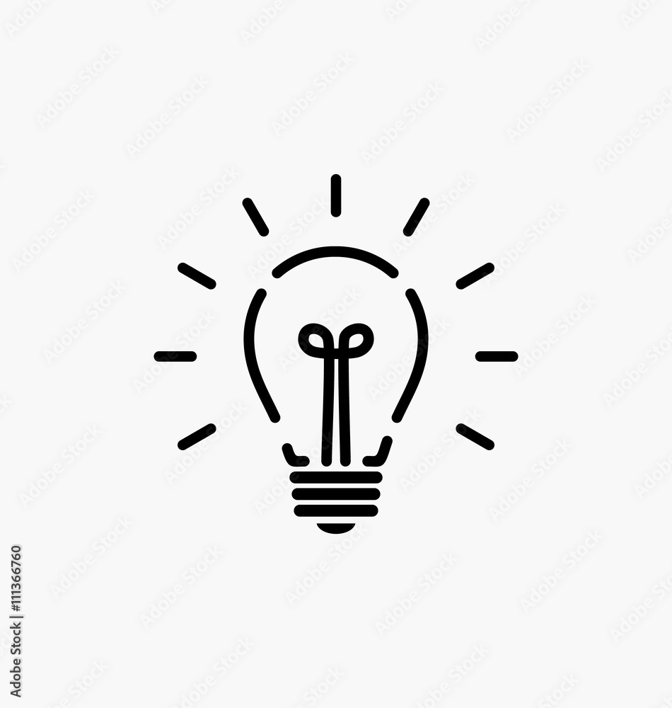 Vector light bulb icon with concept of idea. Brainstorming. Vector light bulb icon with concept of idea. Brainstorming.
