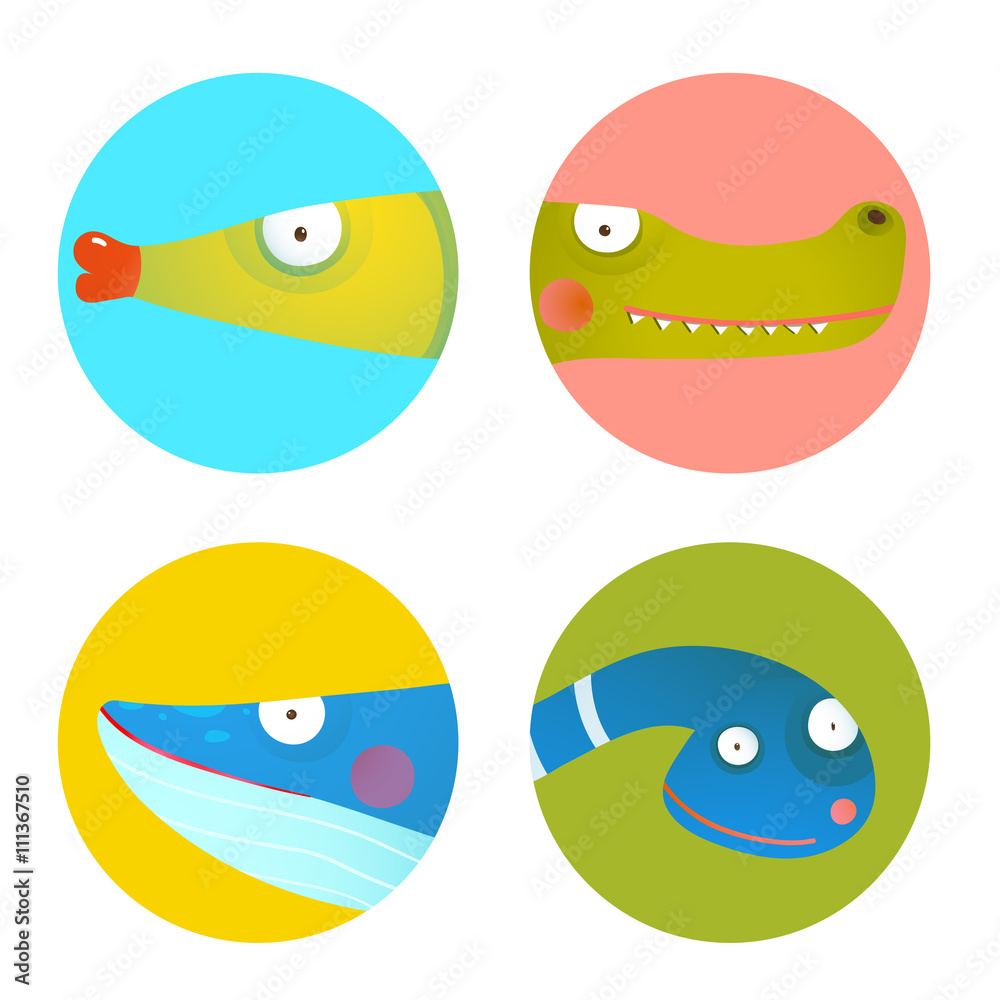 Fun Cartoon Animals Icons Collection for Kids Design Fun Cartoon Animals Icons Collection for Kids Design