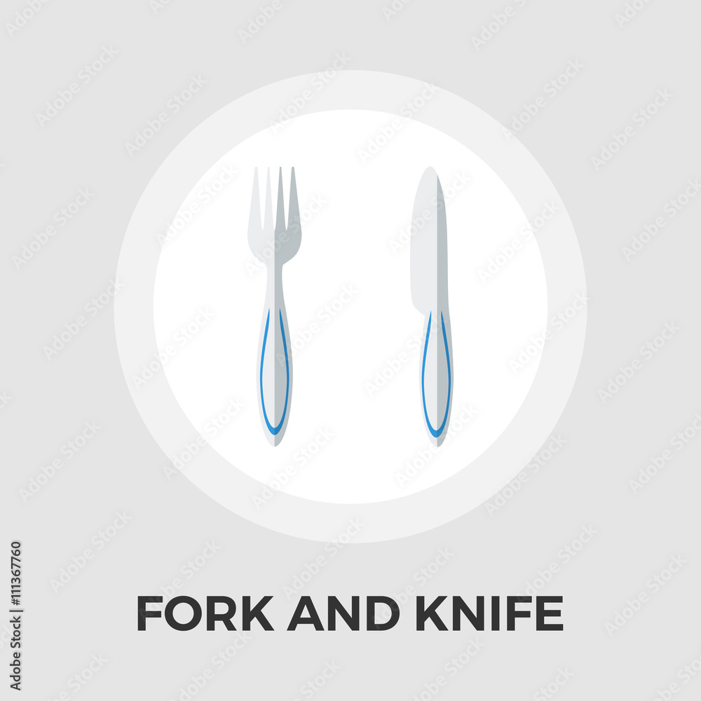 Knife and fork vector flat icon Knife and fork vector flat icon