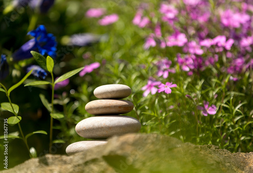 Pile of balancing pebble stones outdoor
