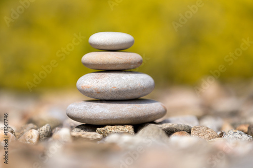 Pile of balancing pebble stones outdoor