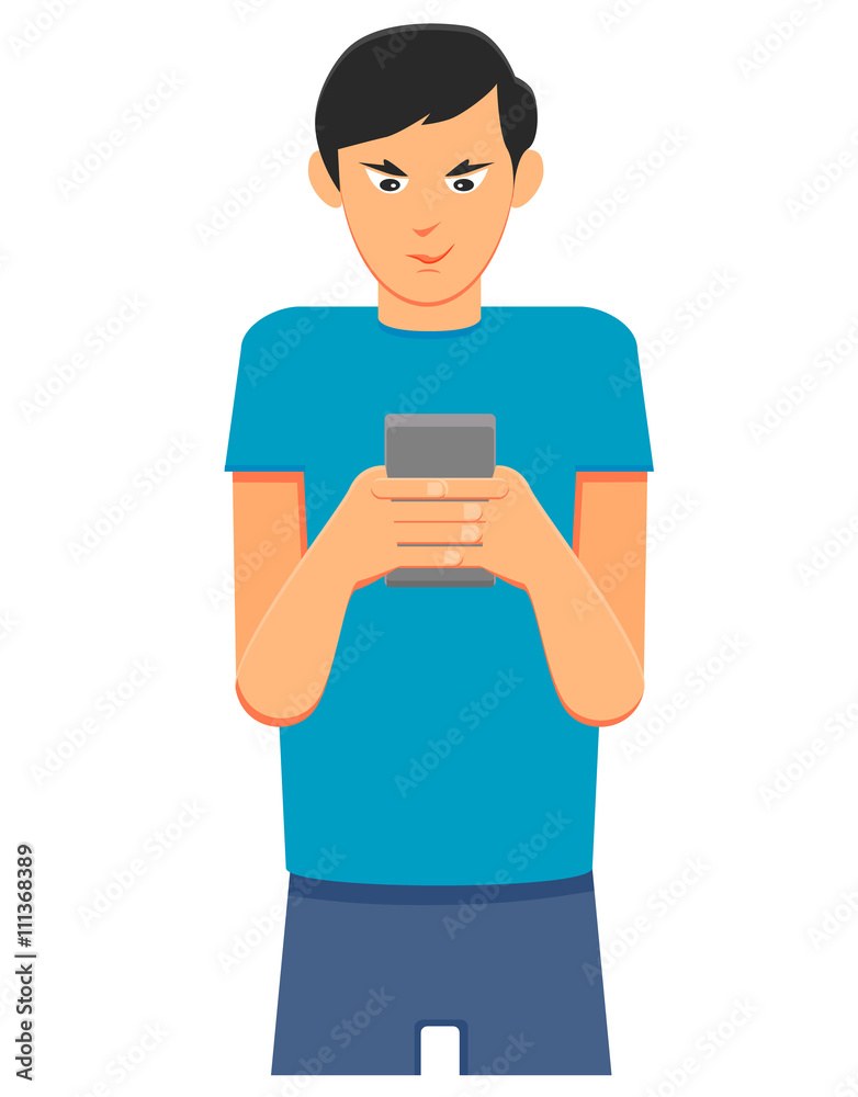Man holding a tablet or smartphone vector image Man holding a tablet or smartphone vector image