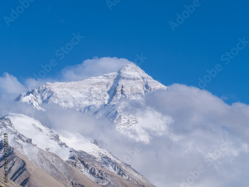 Top of Mount Everest  from Everest base camp in Tibet