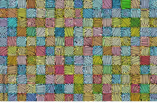 mixed tiled surface drawn hatched in multiple colors