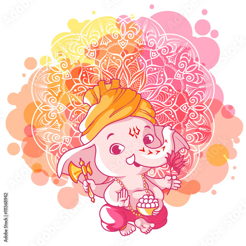 Little cartoon Ganesha. Sunny day.