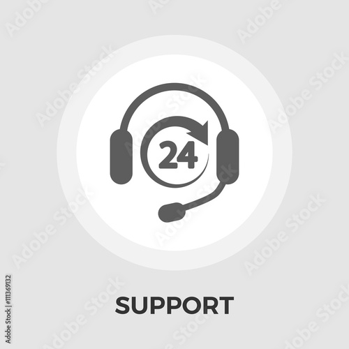 Support 24 hours flat icon