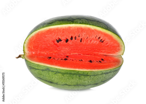 watermelon with shell and seeds on white background