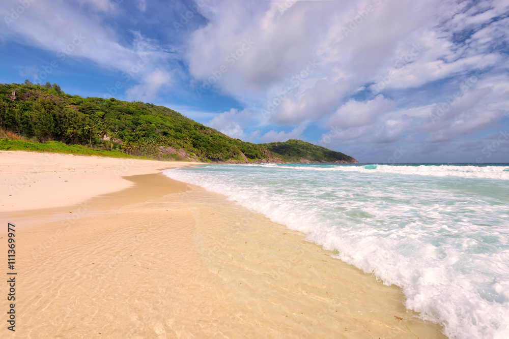 Beautiful beach Anse Intendance at Seychelles, Mahe Beautiful beach Anse Intendance at Seychelles, Mahe
