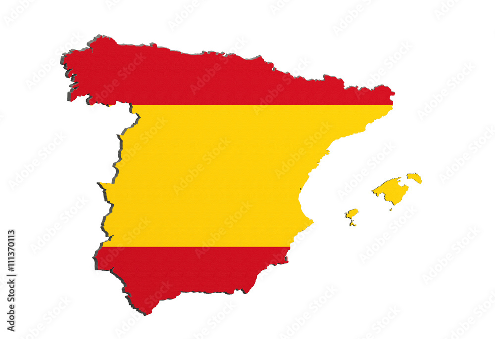 Silhouette of Spain map with flag