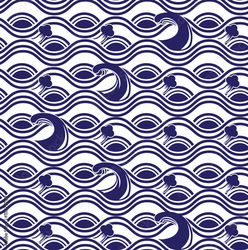 Blue and white seamless wave  patterns,Repeating texture tiles v