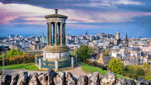 Edinburgh panorama with Calton Hill in Scotland