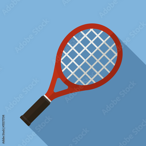 Vector illustration. Icon of toy tennis racket in flat design with shadow effect