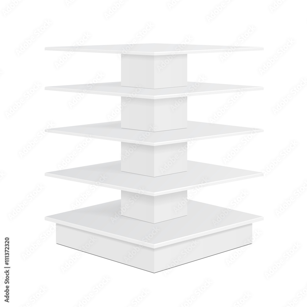 White Square POS POI Cardboard Floor Display Rack For Supermarket Blank Empty Displays With Shelves Products On White Background Isolated. Ready For Your Design. Product Packing. Vector EPS10 White Square POS POI Cardboard Floor Display Rack For Supermarket Blank Empty Displays With Shelves Products On White Background Isolated. Ready For Your Design. Product Packing. Vector EPS10