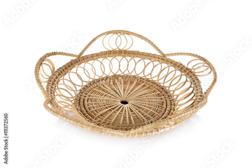 wicker basket on white background