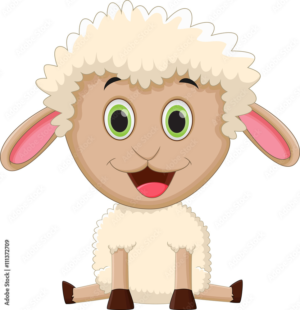 Naklejka premium cute baby sheep carttoon sitting