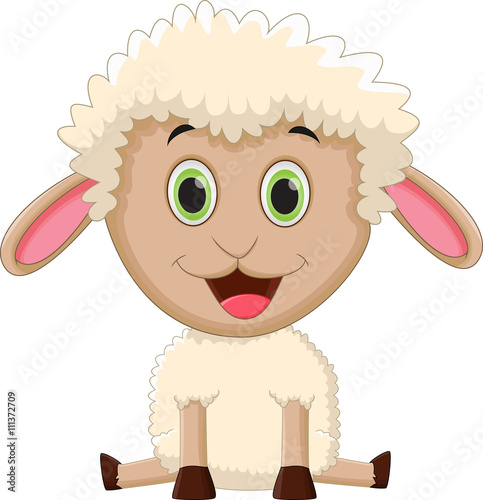cute baby sheep carttoon sitting