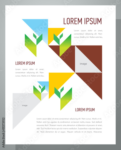 Agriculture template design. Abstract triangles elements