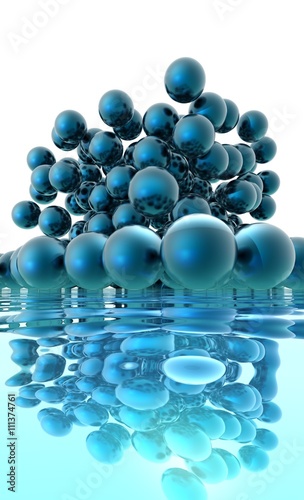 abstract - sphères volantes bleues photo