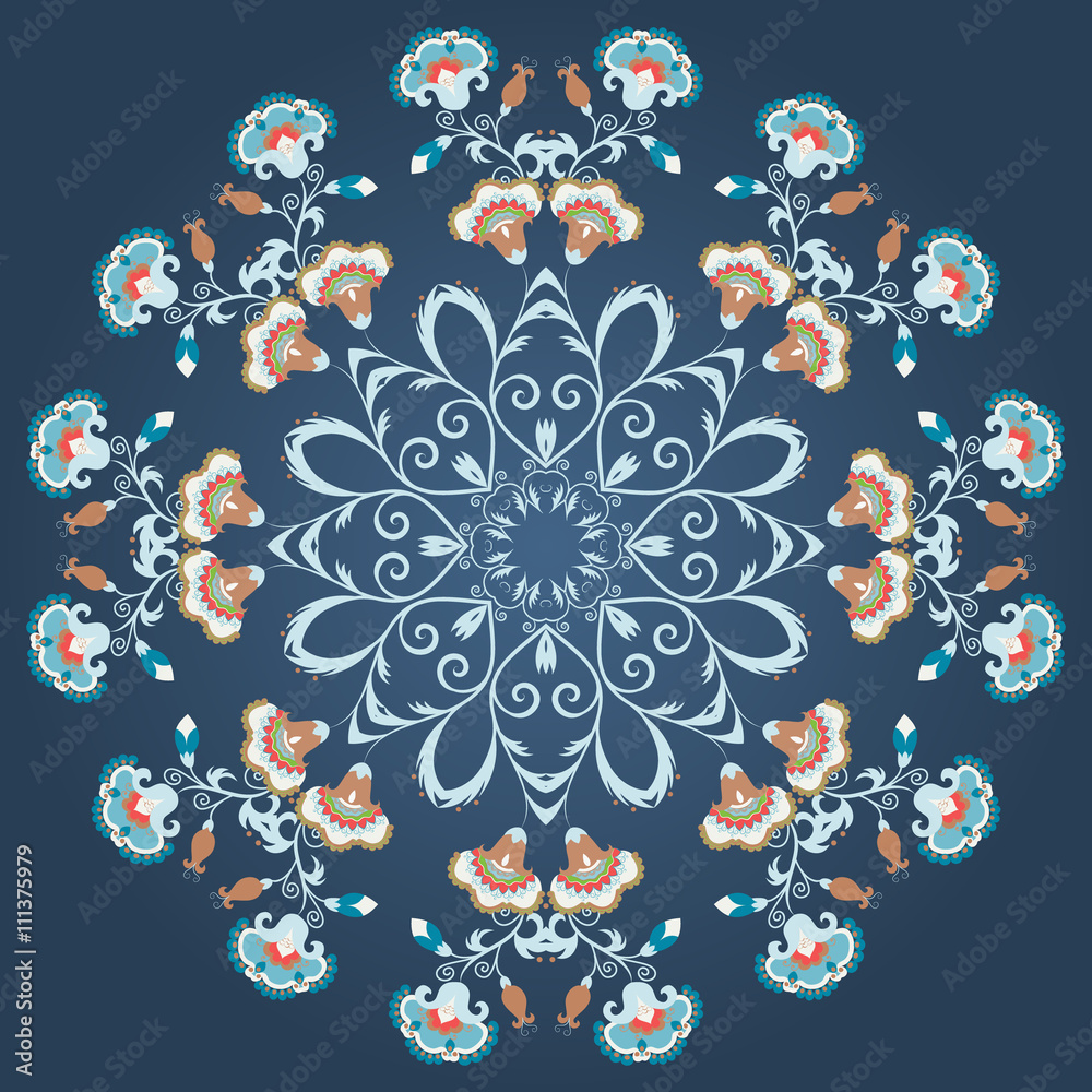 Obraz premium Abstract ornament, mandala with styled flowers