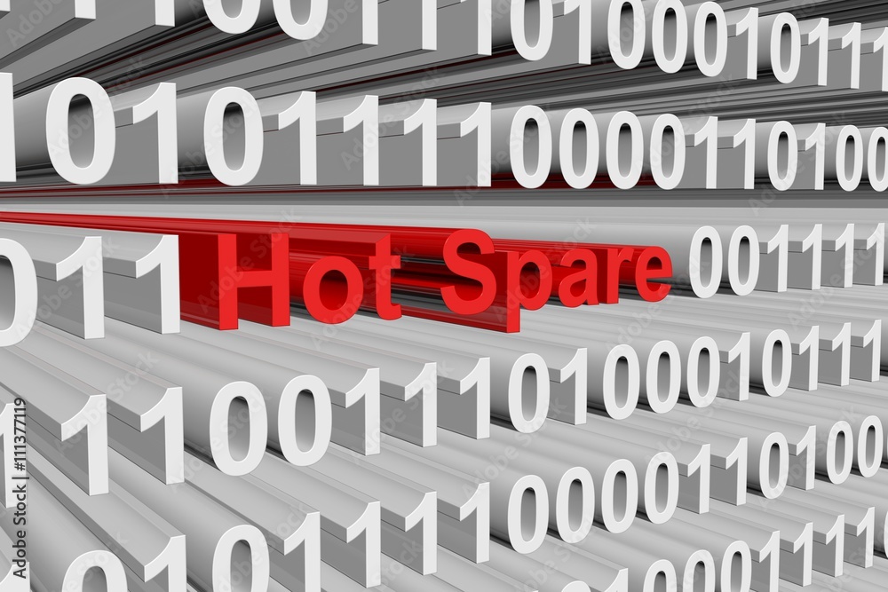 Hot Spare in the form of binary code, 3D illustration