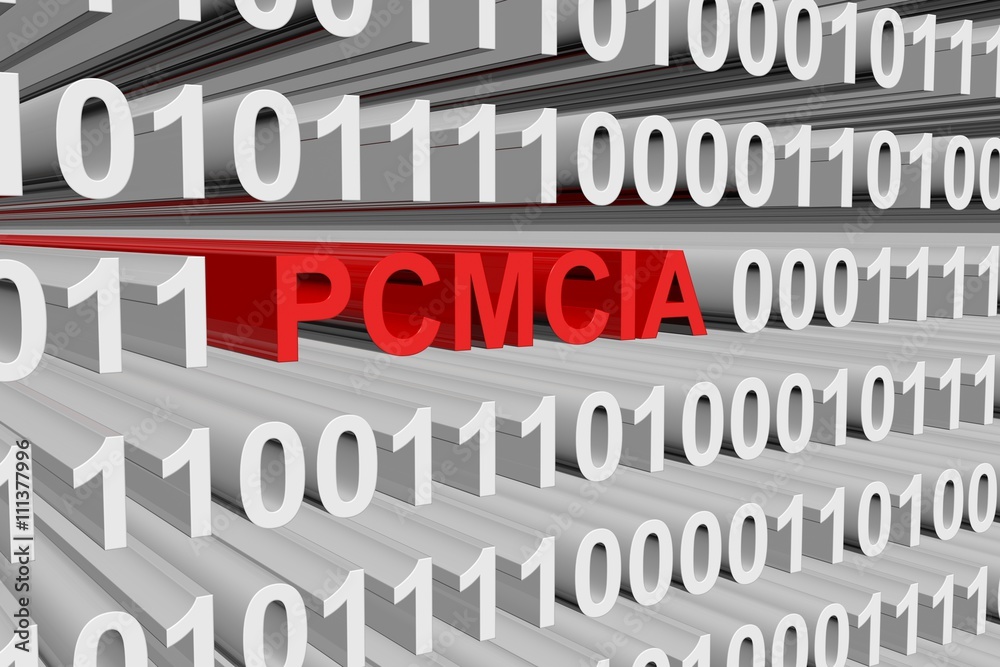 PCMCIA in the form of binary code, 3D illustration