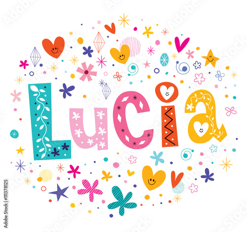 Lucia girls name decorative lettering type design