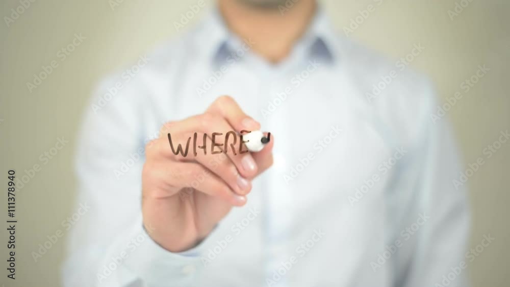 Where to Invest, Man writing on transparent screen Where to Invest, Man writing on transparent screen