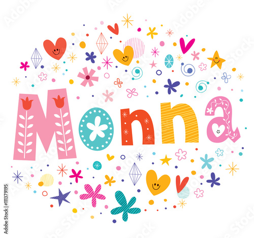 Monna girls name decorative lettering type design